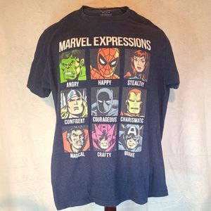 Marvel Expressions Super Heroes Blue T-Shirt US Men's Size Medium